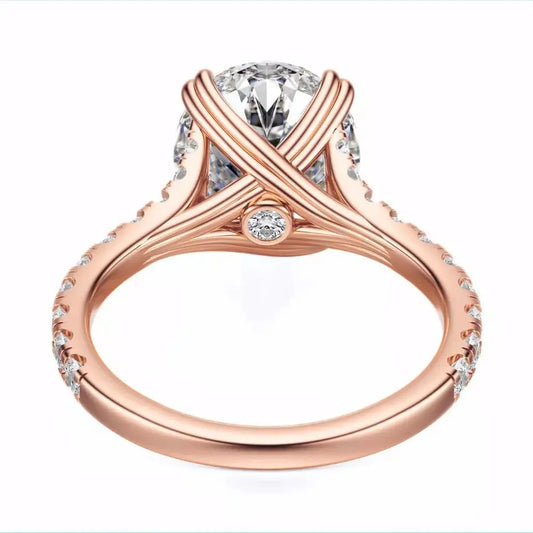 3 Carat Lab - Grown Oval Diamond Engagement Ring in 14K Rose Gold - Future Jewelry