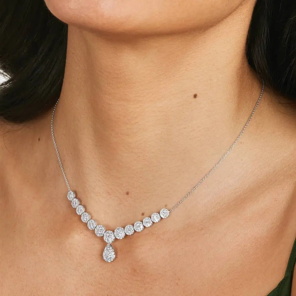 3 Carat Mirage Lab Grown Diamond Necklace in 14K White Gold, close-up - Future Jewelry