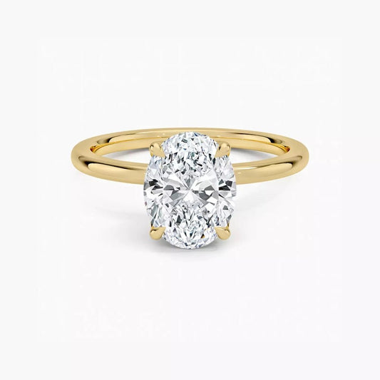 3 Carat Oval - Cut Diamond Engagement Ring with Pave Accents 14k Yellow Gold - Future Jewelry