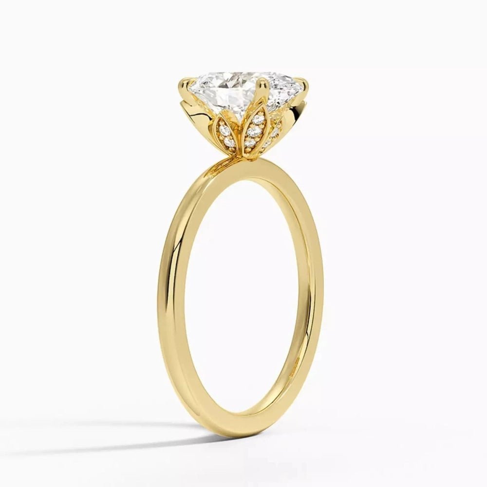 3 Carat Oval - Cut Diamond Engagement Ring with Pave Accents 14k Yellow Gold - Future Jewelry