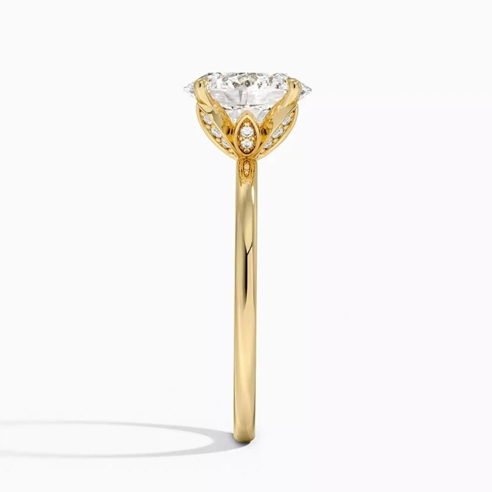 3 Carat Oval - Cut Diamond Engagement Ring with Pave Accents 14k Yellow Gold - Future Jewelry