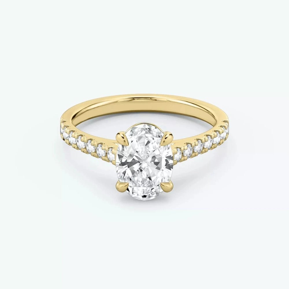 3 Carat Oval Cut Lab - Created Diamond Solitaire Engagement Ring with Side Stones in 14k Yellow Gold - Future Jewelry