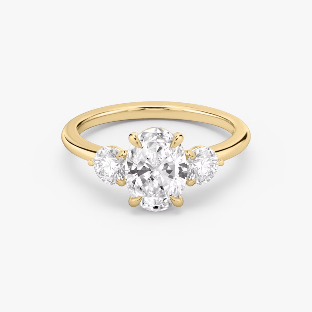3 Carat Oval Cut Lab - Created Diamond Three - Stone Engagement Ring in 14k Yellow Gold - Future Jewelry