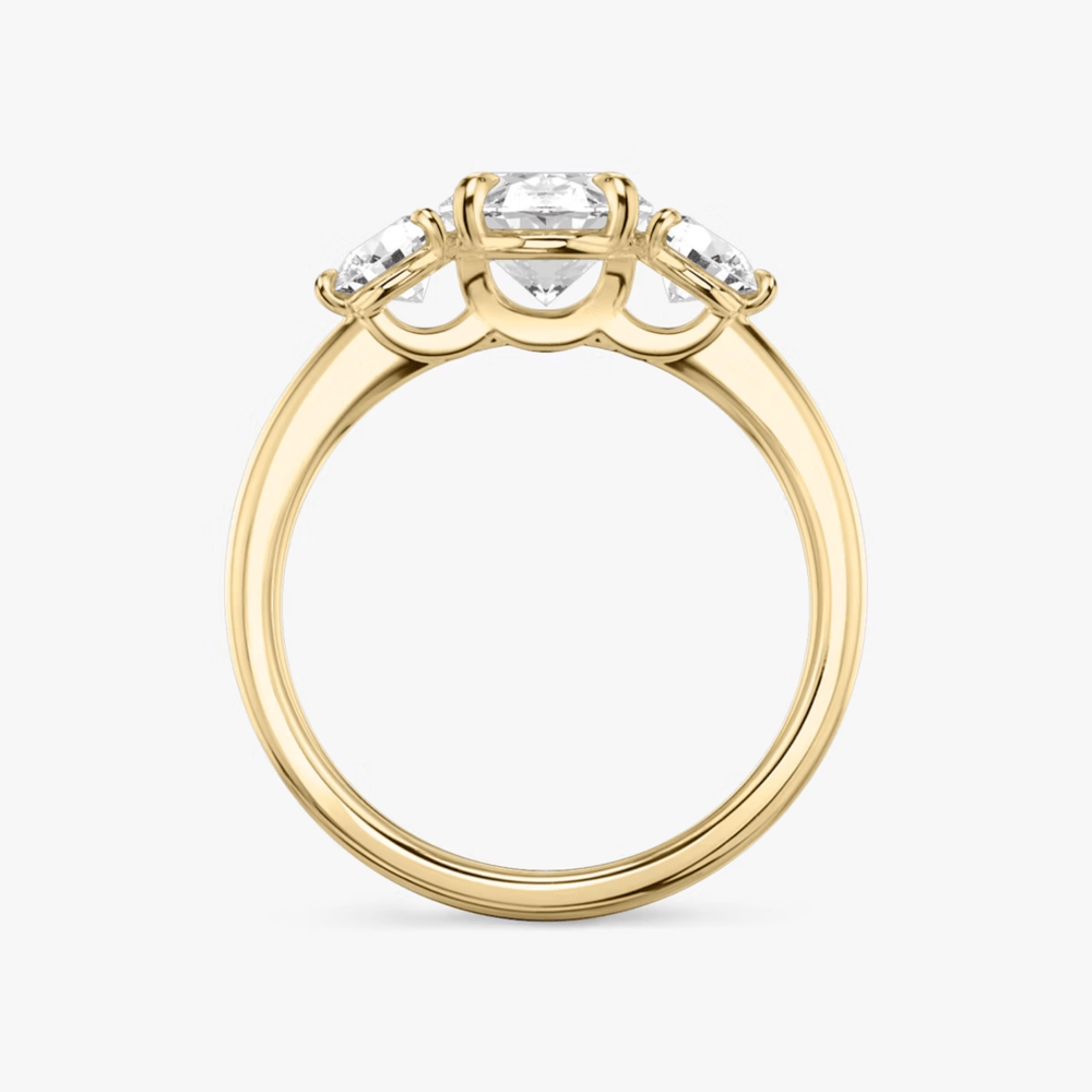 3 Carat Oval Cut Lab - Created Diamond Three - Stone Engagement Ring in 14k Yellow Gold - Future Jewelry