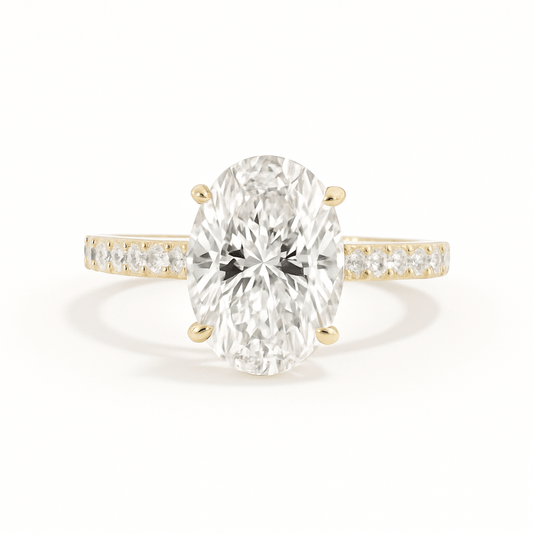 3 Carat Oval Cut Lab Grown Diamond Engagement Ring in 14K Yellow Gold - Future Jewelry