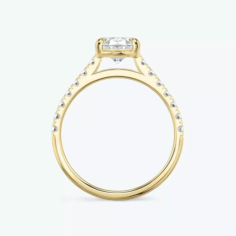 3 Carat Oval Cut Lab Grown Diamond Solitaire Engagement Ring with Side Stones in 14K Yellow Gold - Future Jewelry