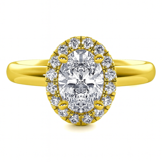 3 Carat Oval Lab Grown Diamond Halo Engagement Ring in 14K White Gold - Future Jewelry