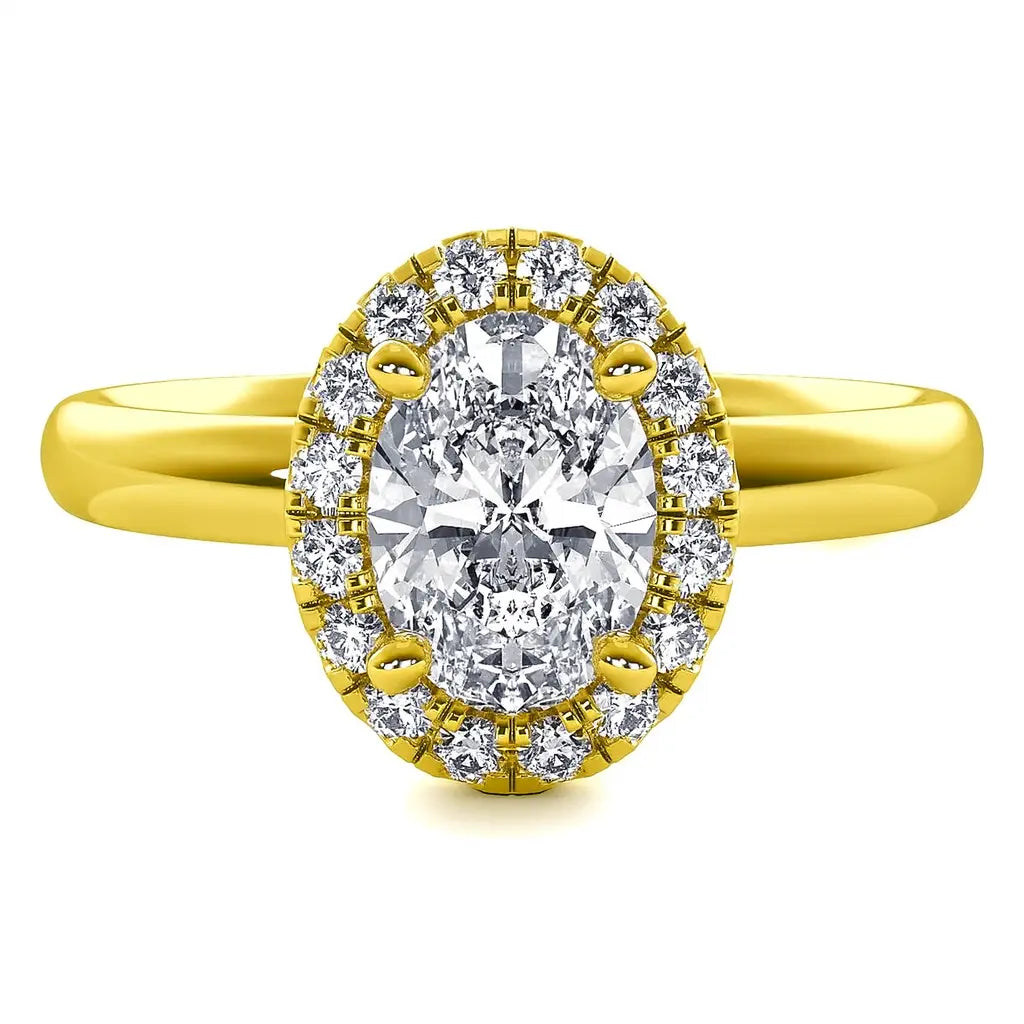 3 Carat Oval Lab Grown Diamond Halo Engagement Ring in 14K White Gold - Future Jewelry