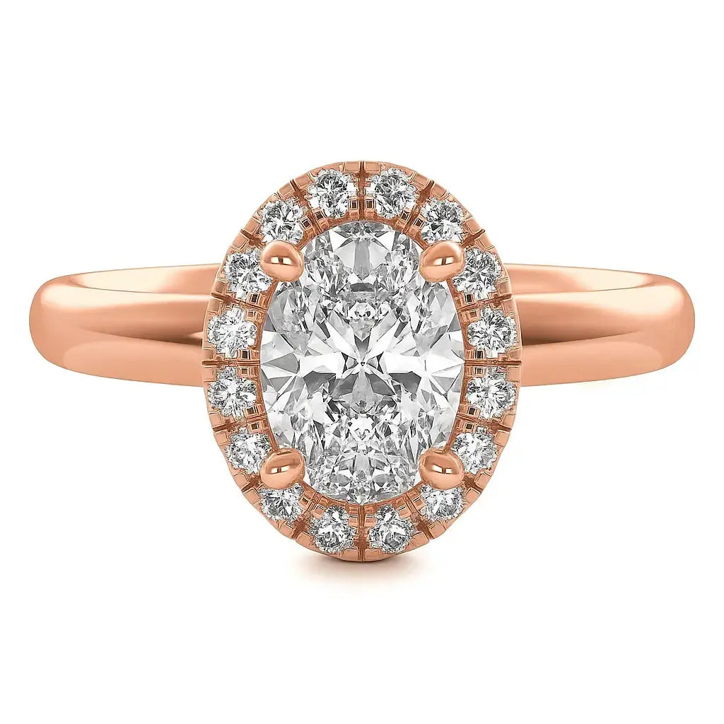 3 Carat Oval Lab Grown Diamond Halo Engagement Ring in 14K White Gold - Future Jewelry