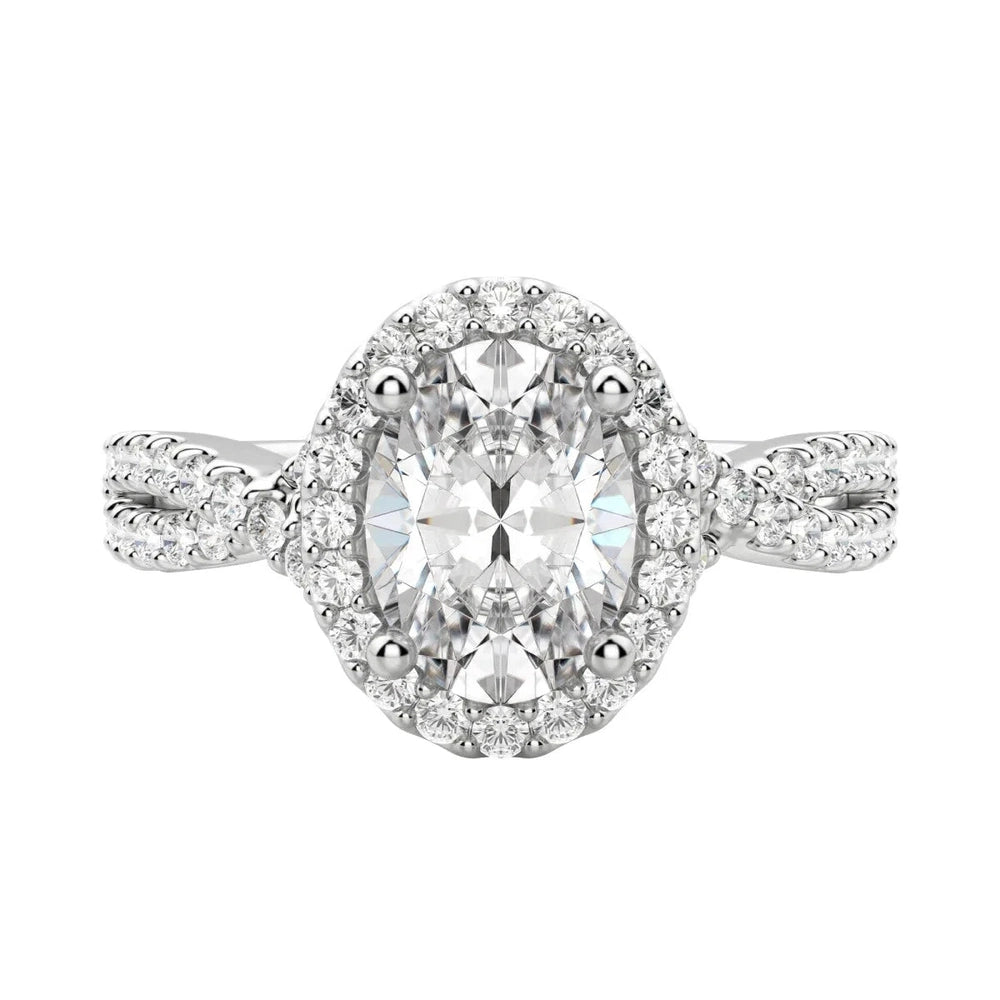 3 Carat Oval Lab Grown Diamond Engagement Ring in 14K White Gold - Future Jewelry