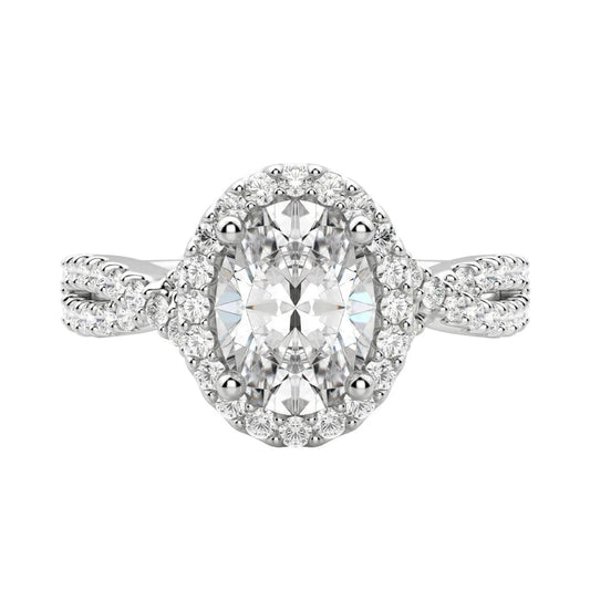 3 Carat Oval Lab Grown Diamond Engagement Ring in 14K White Gold - Future Jewelry