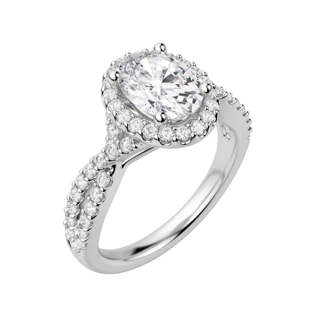 3 Carat Oval Lab Grown Diamond Engagement Ring in 14K White Gold - Future Jewelry