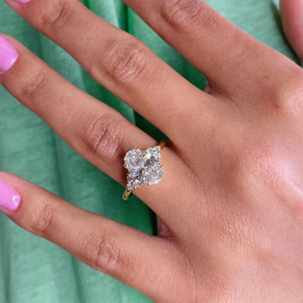 3 Carat Oval Lab Grown Diamond Engagement Ring in 14K Yellow Gold - Future Jewelry