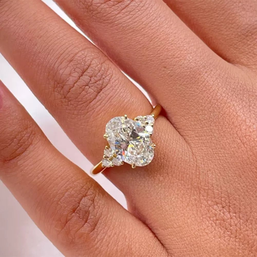 3 Carat Oval Lab Grown Diamond Engagement Ring in 14K Yellow Gold - Future Jewelry