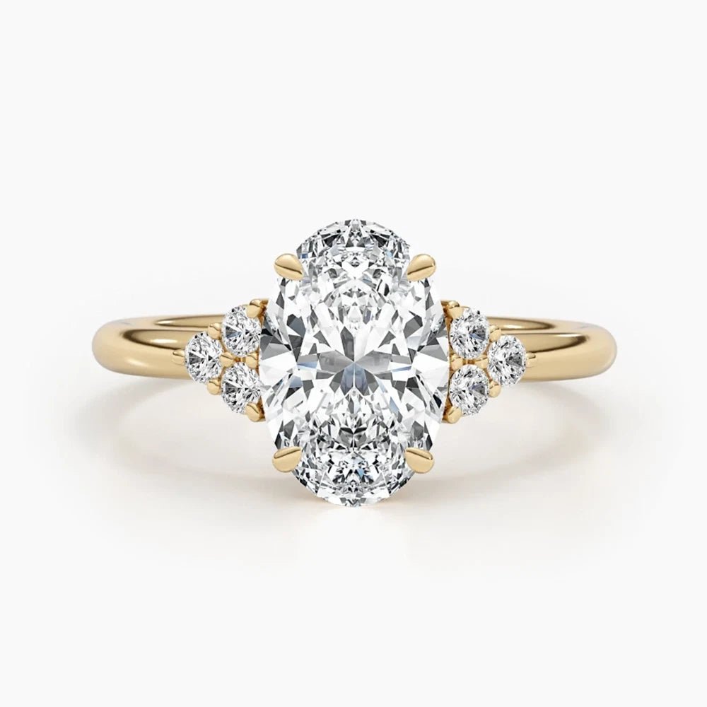 3 Carat Oval Lab Grown Diamond Engagement Ring in 14K Yellow Gold - Future Jewelry