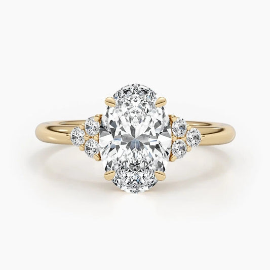 3 Carat Oval Lab Grown Diamond Engagement Ring in 14K Yellow Gold - Future Jewelry