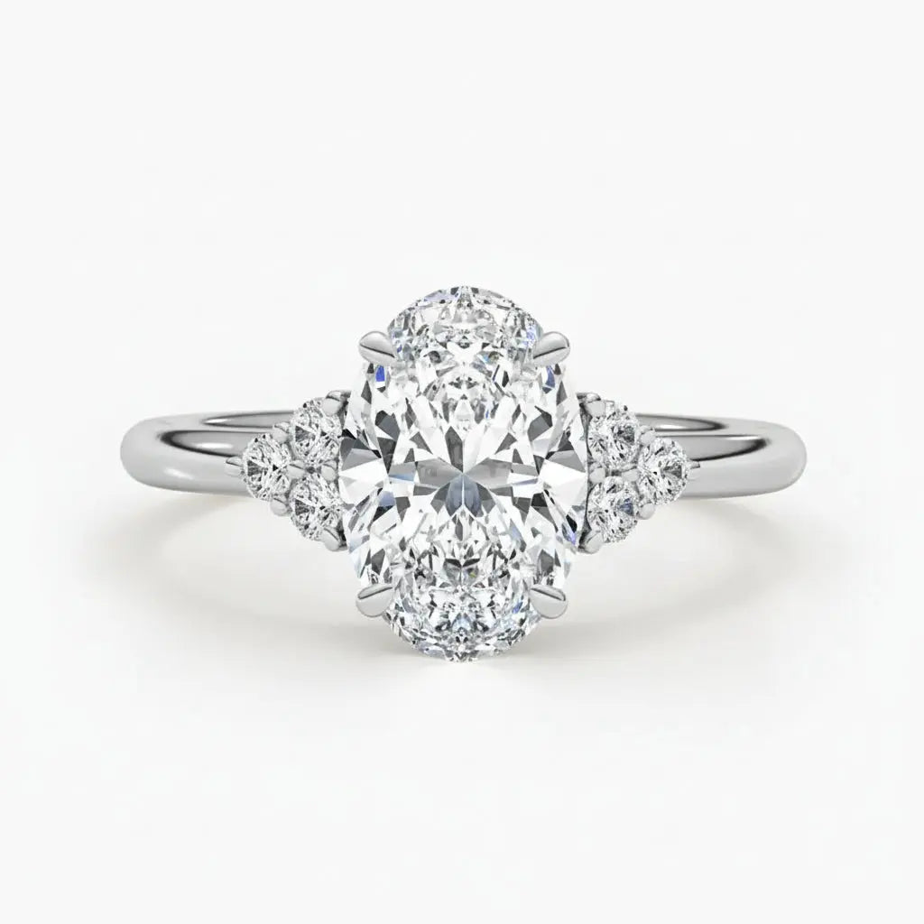 3 Carat Oval Lab Grown Diamond Engagement Ring in 14K Yellow Gold - Future Jewelry