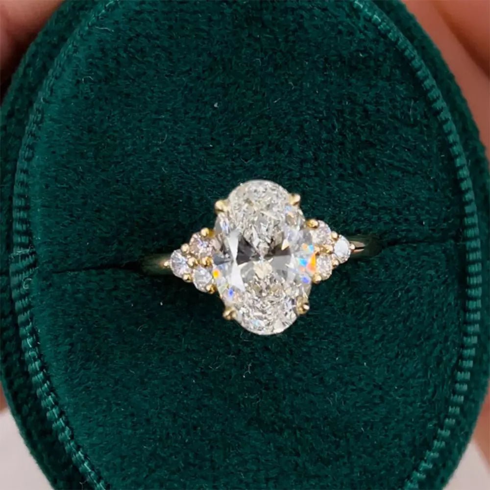 3 Carat Oval Lab Grown Diamond Engagement Ring in 14K Yellow Gold - Future Jewelry