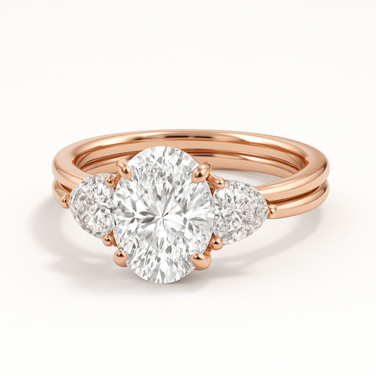 3 Carat Oval Lab Grown Diamond Engagement Ring in 18K Rose Gold - Future Jewelry