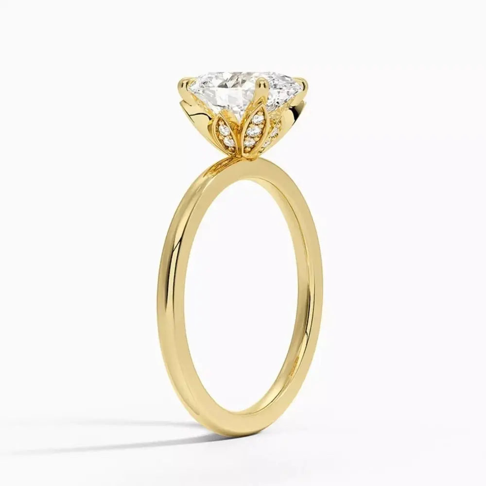 3 Carat Oval Lab Grown Diamond Engagement Ring with Pave Accents in 14K Yellow Gold, IGI Certified - Future Jewelry