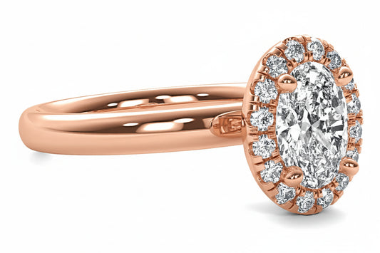 3 Carat Oval Lab Grown Diamond Halo Engagement Ring in 14K White Gold - Future Jewelry