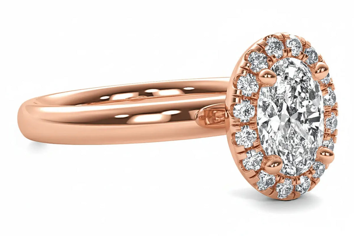 3 Carat Oval Lab Grown Diamond Halo Engagement Ring in 14K White Gold - Future Jewelry