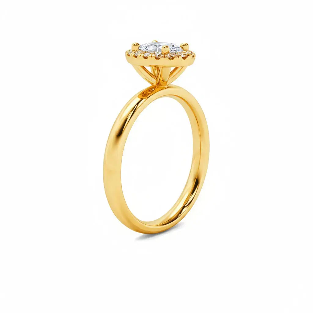 3 Carat Oval Lab Grown Diamond Halo Engagement Ring in 14K Yellow Gold - Future Jewelry