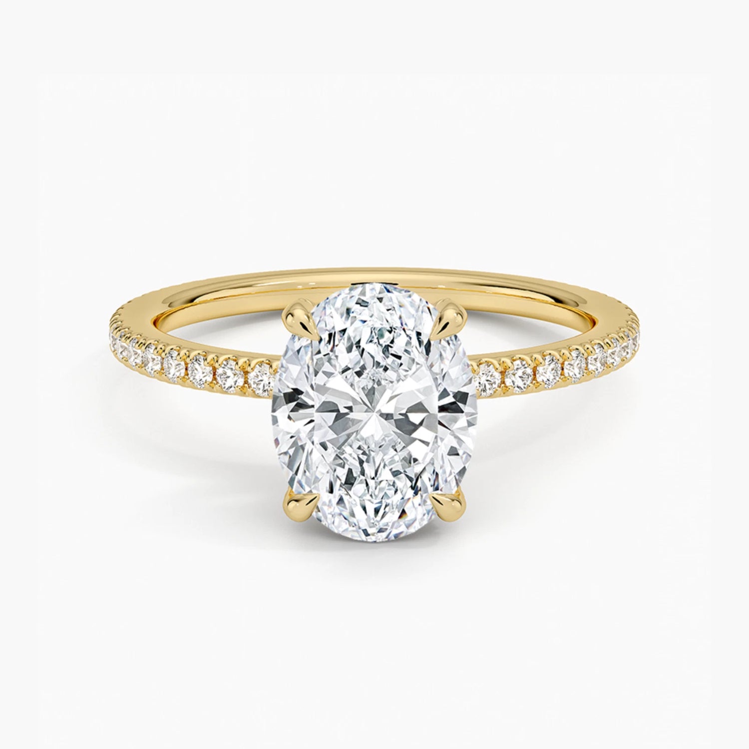 3 Carat Oval Lab Grown Diamond Ring in 14K yellow gold hidden halo Future Jewelry