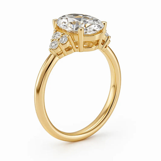 2.75 Carat Oval Lab Grown Diamond Ring GIA 14K Yellow Gold - Future Jewelry