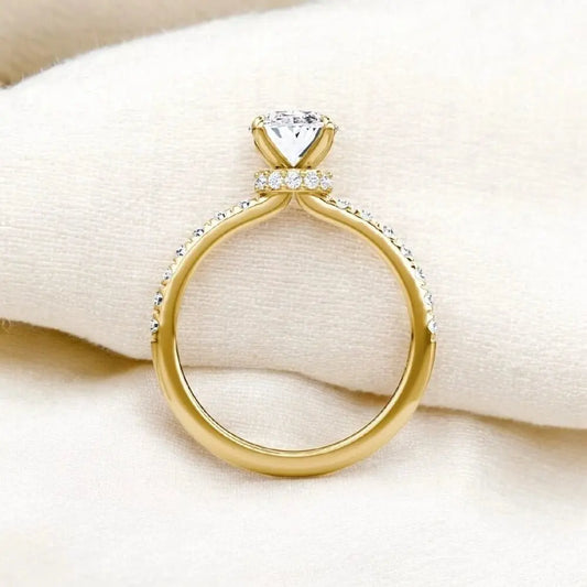 3 Carat Oval Lab Grown Diamond Ring IGI 14K Yellow Gold - Future Jewelry