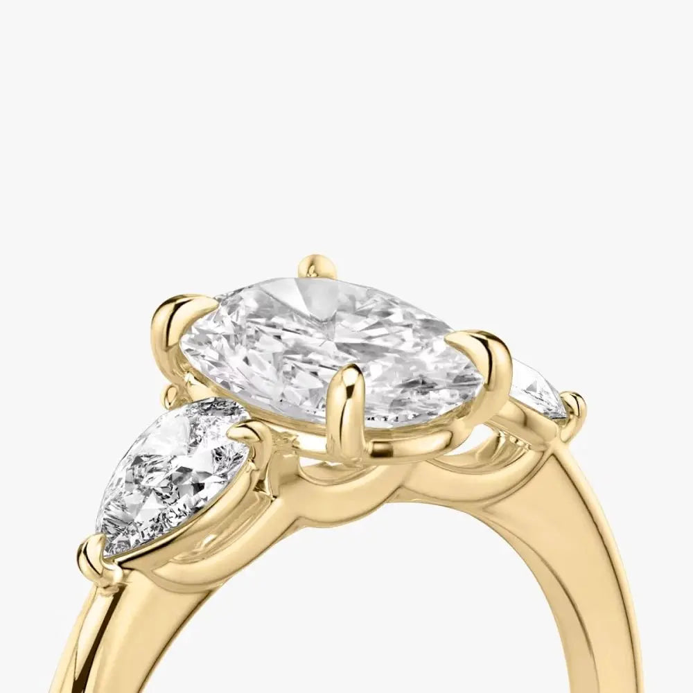 3 Carat Oval Lab Grown Diamond Ring IGI 18K Yellow Gold - Future Jewelry