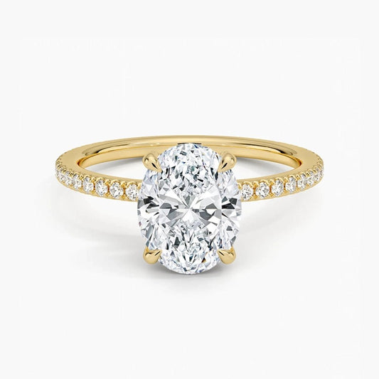 3 Carat Oval Lab Grown Diamond Ring in 14K Yellow Gold with Hidden Halo - Future Jewelry