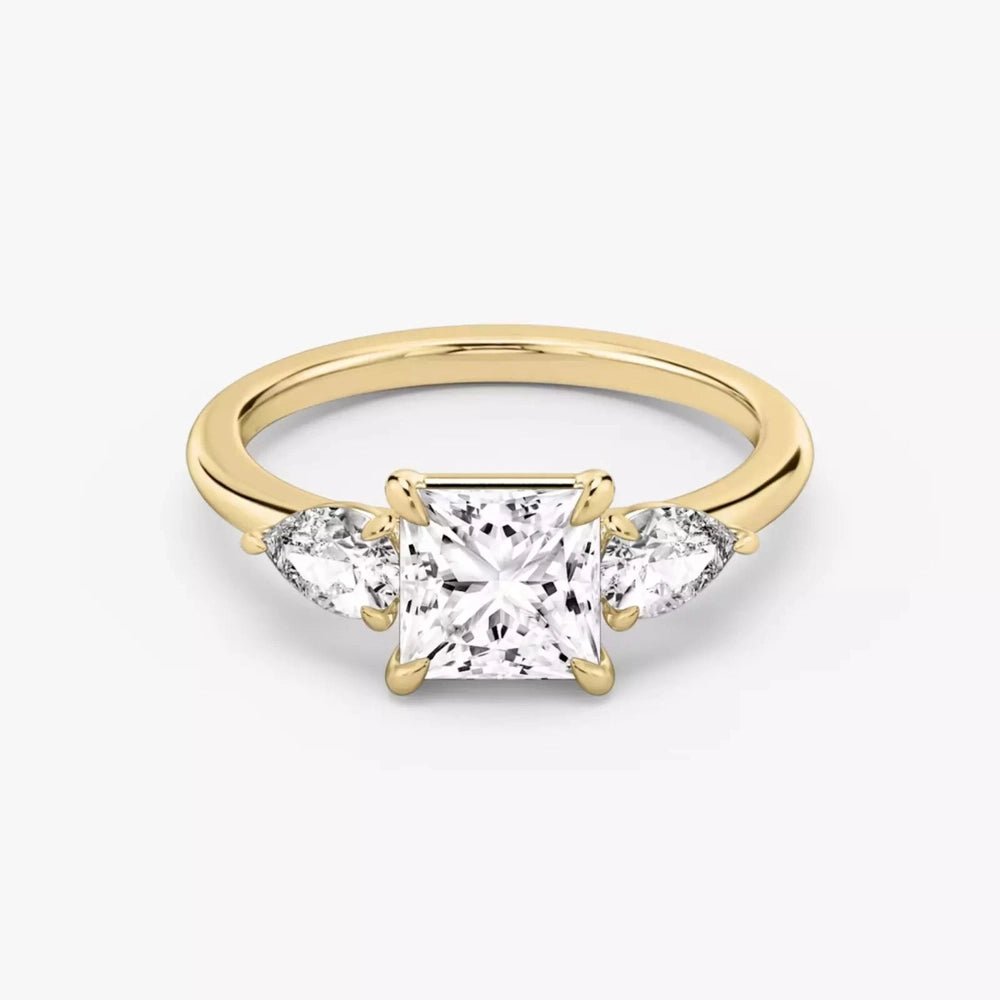 3 Carat Princess Cut Lab - Created Diamond Three - Stone Engagement Ring in 14k Yellow Gold - Future Jewelry
