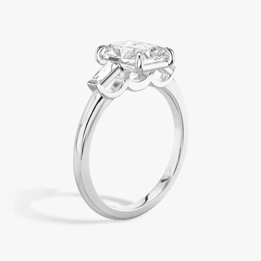 3 Carat Radiant Cut Lab Grown Diamond Three Stone Engagement Ring in 14K White Gold - Future Jewelry