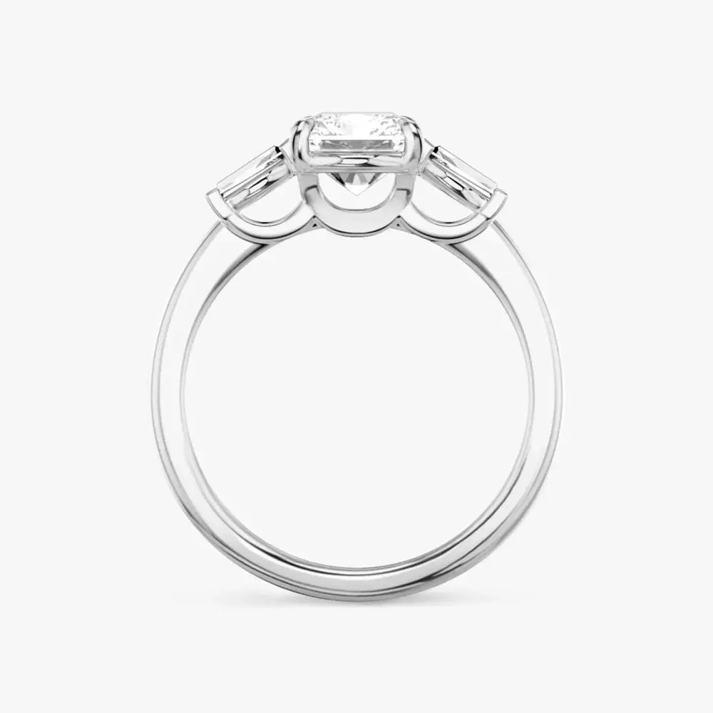 3 Carat Radiant Cut Lab Grown Diamond Three Stone Engagement Ring in 14K White Gold - Future Jewelry