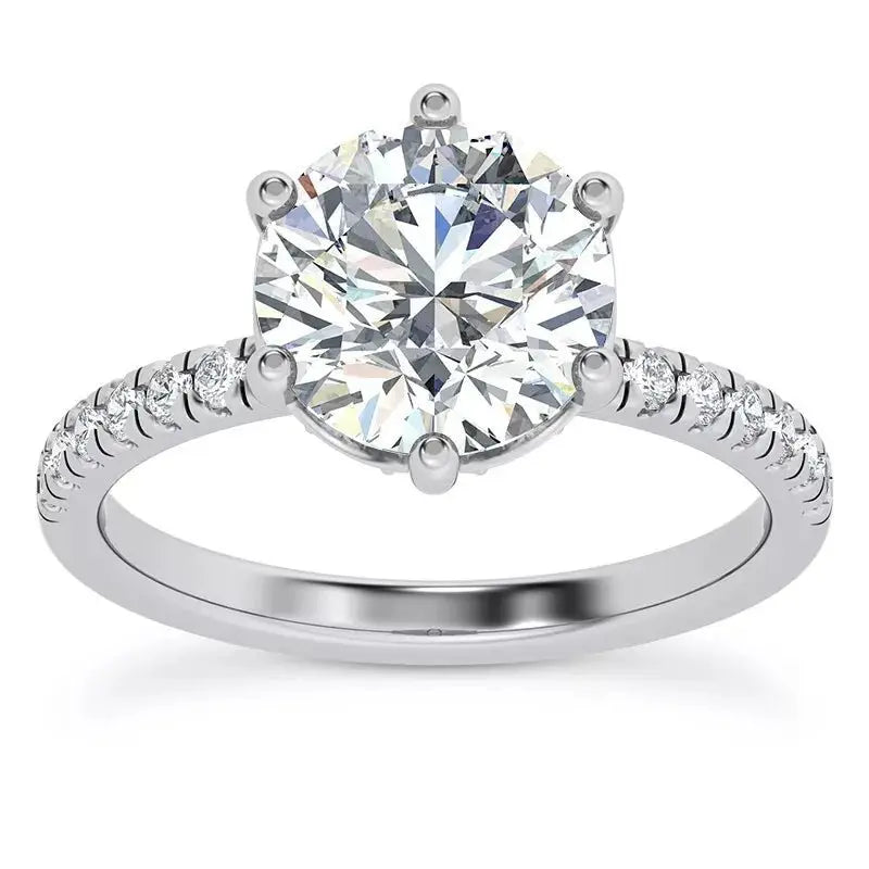3 Carat Round Cut Lab Grown Diamond Engagement Ring in 14K White, Yellow, or Rose Gold, Certified - Future Jewelry