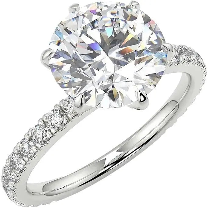 3 Carat Round Cut Lab Grown Diamond Engagement Ring in 14K White, Yellow, or Rose Gold, Certified - Future Jewelry