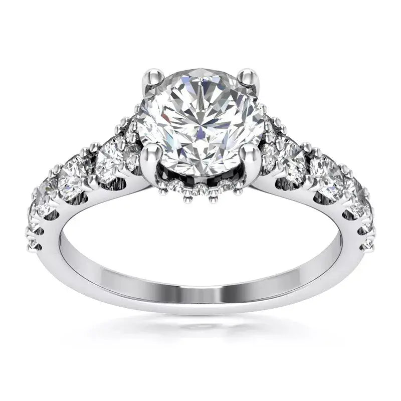 3 Carat Round Cut Lab Grown Diamond Halo Engagement Ring in 14K White Gold, Certified - Future Jewelry