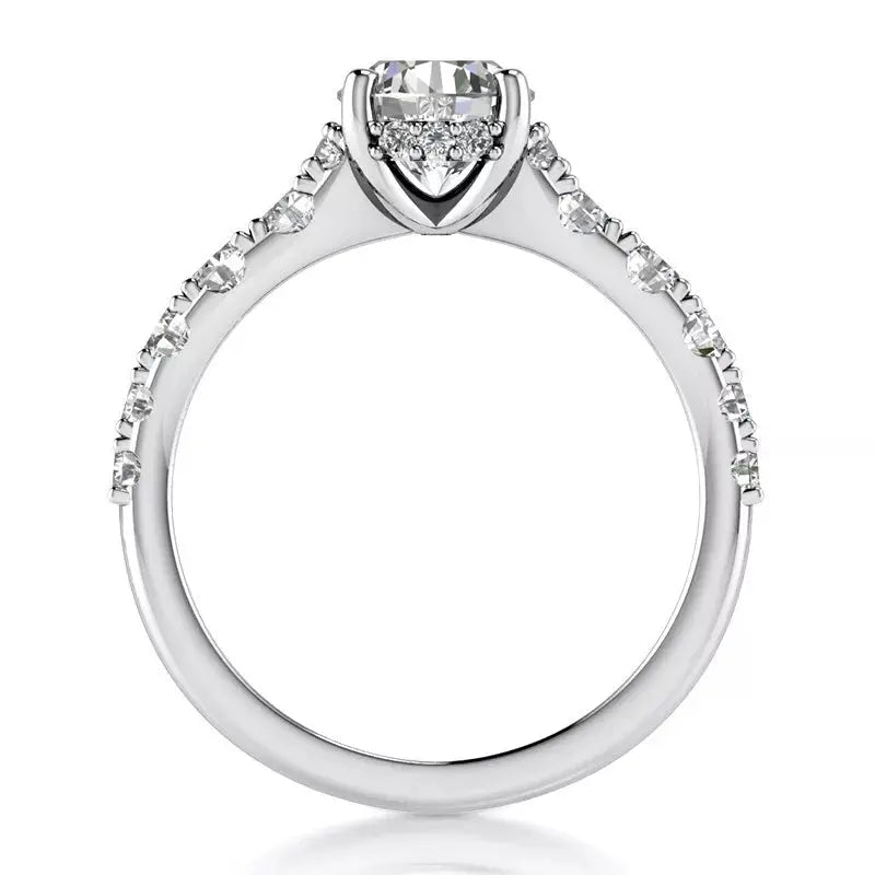 3 Carat Round Cut Lab Grown Diamond Halo Engagement Ring in 14K White Gold, Certified - Future Jewelry