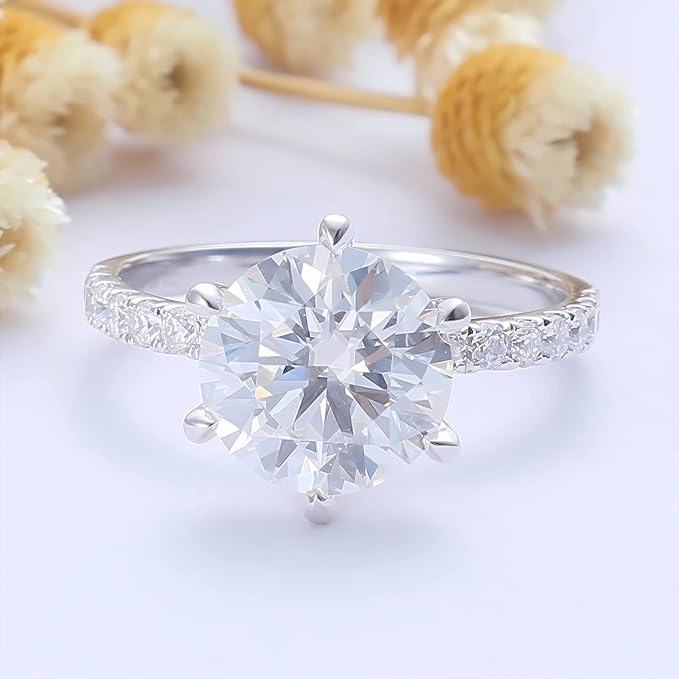 3 Carat Round - Cut Solar Diamond Engagement Ring – Certified, 14K White, Yellow, or Rose Gold - Future Jewelry