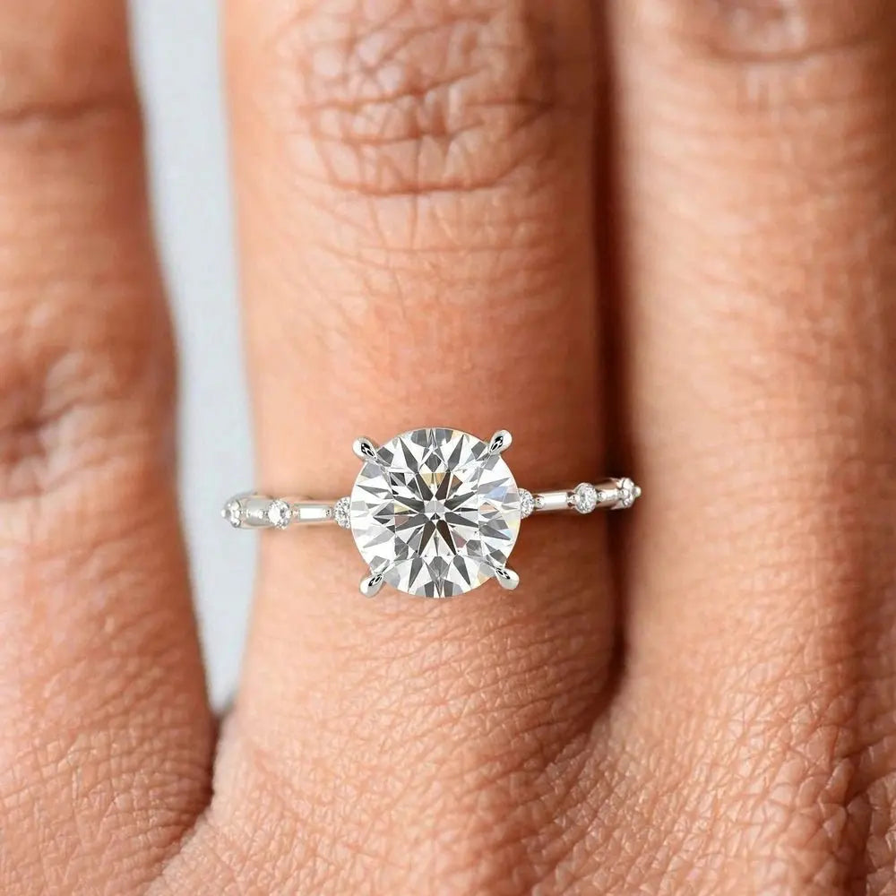 3 Carat Round Diamond Ring VS1 D 14K White Gold - Future Jewelry