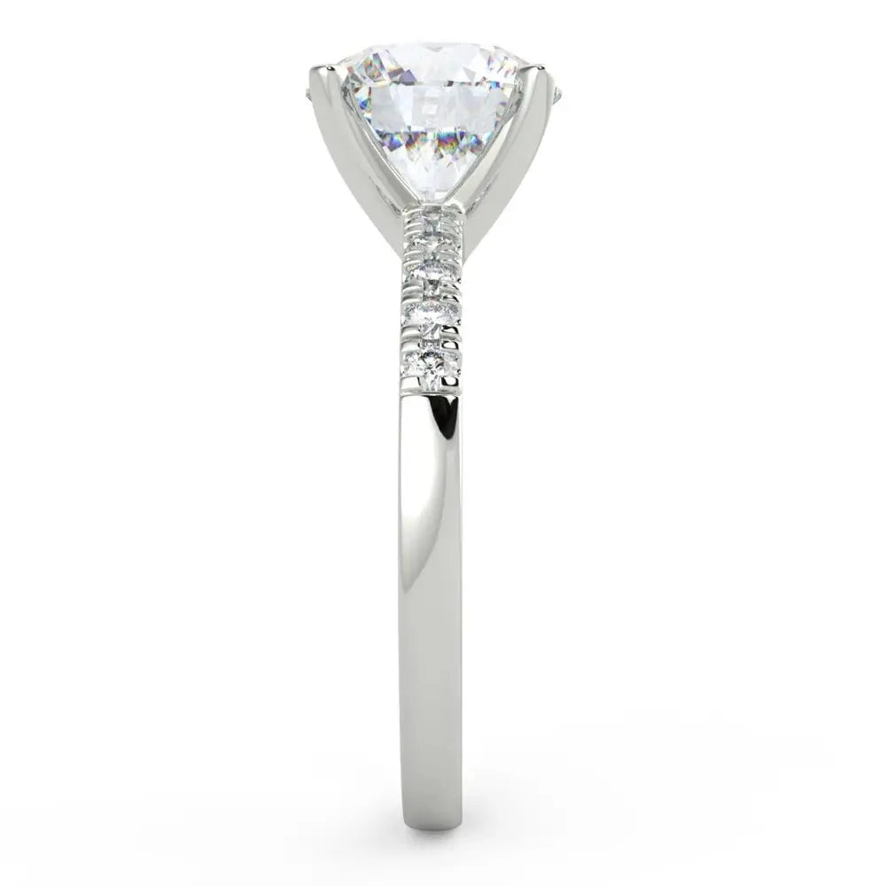 3.3 Carat Round Diamond Ring Pavé Solitaire 14K White Gold - Future Jewelry