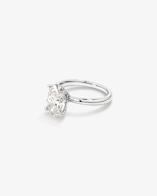 3 Carat Round Lab Grown Diamond Solitaire Ring, side view - Future Jewelry