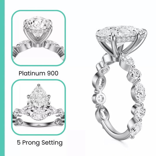 3.10 Carat Pear Cut Lab Grown Diamond Ring in White Gold - Future Jewelry