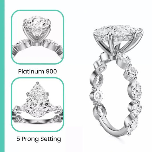 3.10 Carat Pear Cut Lab Grown Diamond Ring in White Gold - Future Jewelry