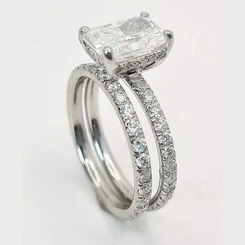 3.13 Ct E VS1 Solar Radiant Diamond Ring With Band IGI Certified Diamond - Future Jewelry