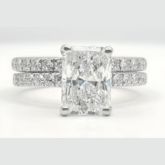 3.13 Ct E VS1 Solar Radiant Diamond Ring With Band IGI Certified Diamond - Future Jewelry