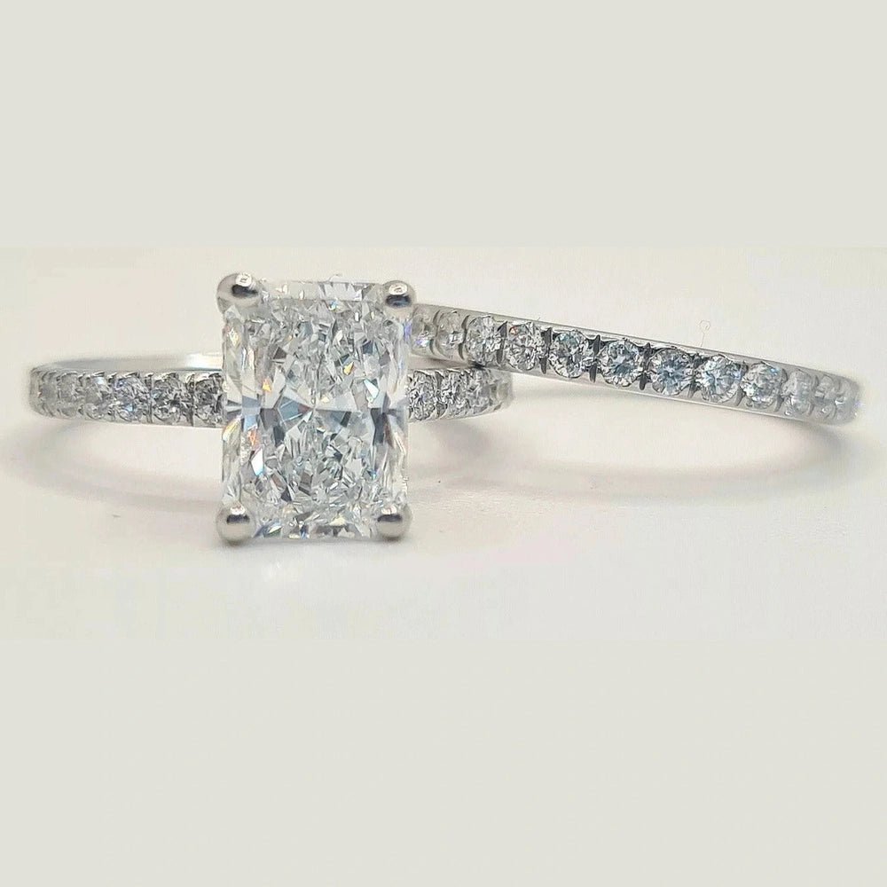3.13 Ct E VS1 Solar Radiant Diamond Ring With Band IGI Certified Diamond - Future Jewelry