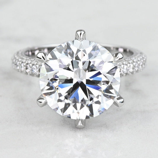 3.20 Carat Round - Cut Engagement Ring with Side Stones – Certified, 14K White Gold - Future Jewelry