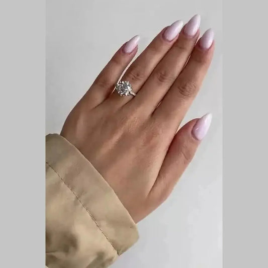 3.20 Carat Round - Cut Engagement Ring with Side Stones – Certified, 14K White Gold - Future Jewelry